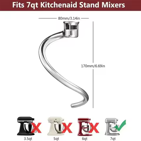 For Kitchenaid 7 quart mixer auxiliary attachment parts accessories stand mixer dough hook