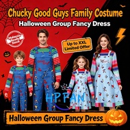 Ready Stock MY Chucky Family Cosplay Costume, Kids & Adult Sizes, Boy Jumpsuit Girl Dress Set, Hallo