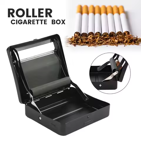 Cigarette Case Automatic Rolling Machine Black Tin Case Smoke Maker Tobacco Roller Smoking Tool Toba