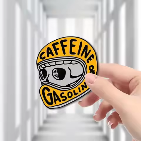 Caffeine & Gasoline Skull Sticker - Durable, Weatherproof Decal for Laptops, Cars, and Trucks