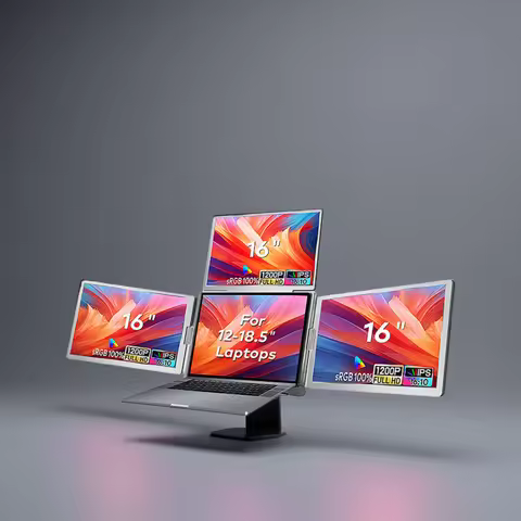 Triple Screen Portable LCD Backlit Monitor FHD Display Secondary Screen Connected to Notebook with 1