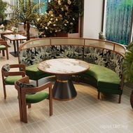 Cafe Commercial Combination Restaurant Table Chair Sofa Back Wall Southeast Asian Solid Wood Retro C