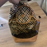 DAKS London 透明拼接經典格紋束口包