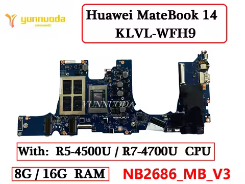 NB2686_MB_V3 For Huawei MateBook 14 KLVL-W KLVL-WFH9 Laptop Motherboard With Ryzen5 Ryzen7 AMD CPU 8
