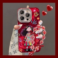 Cute Doodle Girl Pattern Phone Case For iPhone16 16ProMax 15Pro 14Pro 13/12 iP 14Plus/15Plus/16Pro w