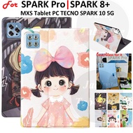 For Tab SPARK Pro 10.1" inches Fashion Cute Cartoon Case PU Leather Thickened TPU Shockproof Cover For MXS Samsung Tablet SPARK 8+ Plus Android 12 10.1-inch TECNO SPARK 10 2023 5G
