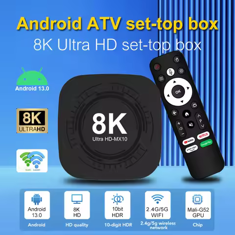 2025 Popular Android Smart TV Box MX10 8K PRO RK3528 Quad Core ARM Cortex A53 Smart Home Theater And