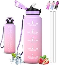 Drinking Bottle, 1 5 Litre Sports Water Bottle with Straw, Easy to Clean, Leak-Proof, Can Be Carried