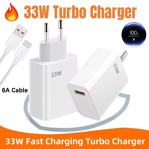 33W Original Fast Charger QC 3.0 USB TypeC Cable 6A Quick Charging Turbo Charge Mobile Phone Charger