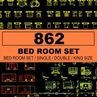 Autodesk | AutoCad 2025 | 862+ Bed Room set CAD BLOCK MATERIALS for Architectural Design
