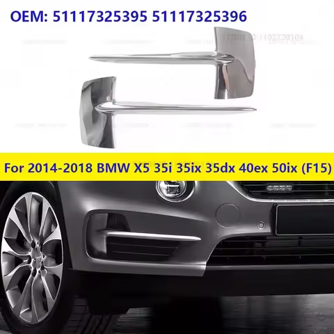 For 2014-2018 BMW X5 35i 35ix 35dx 40ex 50ix (F15) Chrome Front Bumper Grille Trim 51117325395 51117