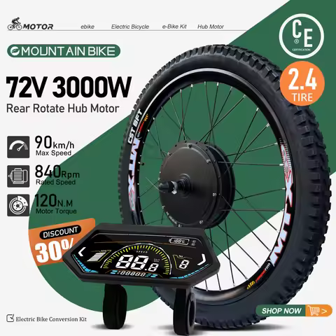 72V 3000W Electric Bicycle Conversion Kit 26 27.5 28 29 700C Rear Brushless Gearless Wheel Hub Motor