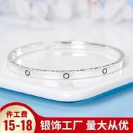 9999Sterling silver bracelet for trendy women, with sun and English black letters, Thai silver bangl