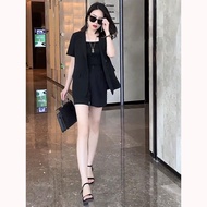 ชุดสูทหรูหราสําหรับผู้หญิงฤดูร้อนเสื้อชีฟองบางกางเกงขาสั้นขากว้างชุดสองชิ้นโดยแบรนด์ Cherry Blossom