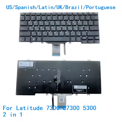 New US Spanish Latin UK Brazil Portuguese Laptop Backlit Keyboard For Dell Latitude 7300 E7300 5300 
