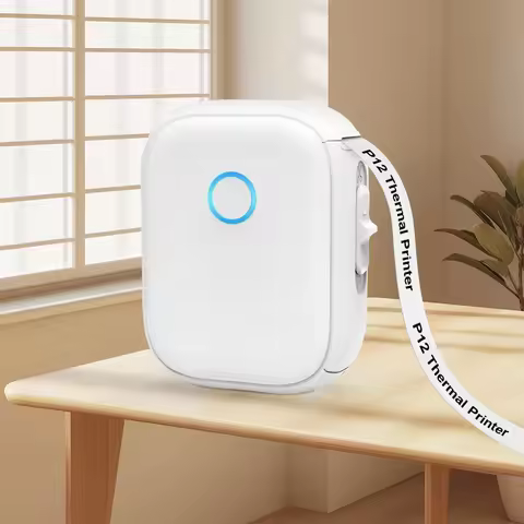 Portable Thermal Printer P12 Mini Printer Continues Label Printer with Cutter Labeling Device Simila