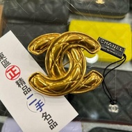 東區正精品㊣CHANEL Vintage 小鳥系列香奈兒金色雙C LOGO 菱格紋胸針別針 RZ6135