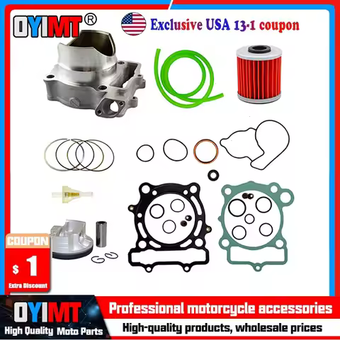 Size 77mm Cylinder Block & Piston & Rings &Oil Tube & Oil Filter & Fuel Filter For Kawasaki KXF250 K