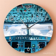 Pilot Cockpit Decoration Cross-Border Wall Painting Printing Airplane Clock Interior View Wall Clock