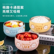 [Stainless Steel Shock-resistant Bowl] Children Eating Special Bowl Tableware Cute Baby Anti-scalding Household Small Bowl Fruit Bowl Soup Bowl 316 Stainless Steel Bowl