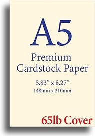Premium A5 (8.3"x 5.83") Cardstock - 65lb Cover (176 gsm) Cream (100 Sheets)