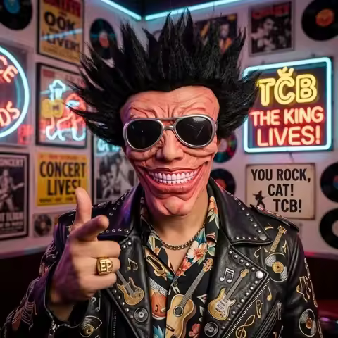 Rock Star Horror Latex Mask Full Head Wig Crazy Smile Face Mask Halloween Cosplay Party Costume Scar