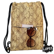 Animal Skin String Bag Anaconda Snake Hyena Drawstring Bag Parachute Leather Drawstring Bag Lopez