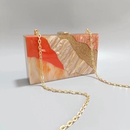Ladies Spliced acrylic Dinner Bag Shoulder Crossbody Wedding Banquet Clutch Bag Chain Bag sey