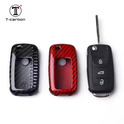 T-carbon Carbon Fiber Car Key Case Cover 3 Button For VW Polo Golf Passat Beetle Caddy T5 Up Eos Tig