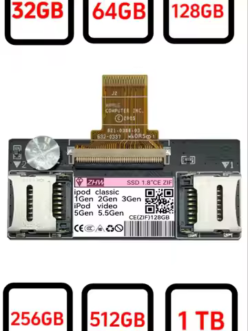 iPod classic iPod video unlimited expansion CD-TF adapter instead of SSD 16GB-1TB Gold plated Zif co