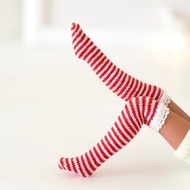Red striped stockings for 1/6 BJD dolls Blythe, Pullip, doll outfit, 娃娃衣服 紧身衣