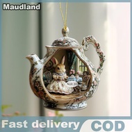 Maudland Easter Home Decor Items Rabbit In Teacup Warm Home 2d Acrylic Pendant Backpack Pendant Car 