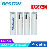 Beston - AAA/7號 恆壓1.5V USB-C充電 鋰電池 3AC-18 (4粒裝)
