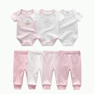 Kiddiezoom 7 piece fashion cartoon boy and girl cotton skin friendly fabric baby clothing set for 0-