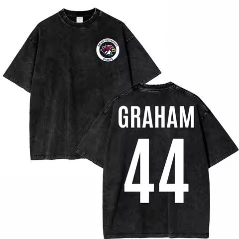 100% Cotton Vintage Washed Off Campus Graham 44 T Shirt Fashion Men Briar University Hawks Di Lauren