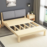 Solid wood bed Storage Bed Frame 1.2-1.8m household double bed master bedroom economy Solid Wooden Foldable Bed Single Bed Frame Bed Frame Bed Frame With Mattress Tatami Bed Frame