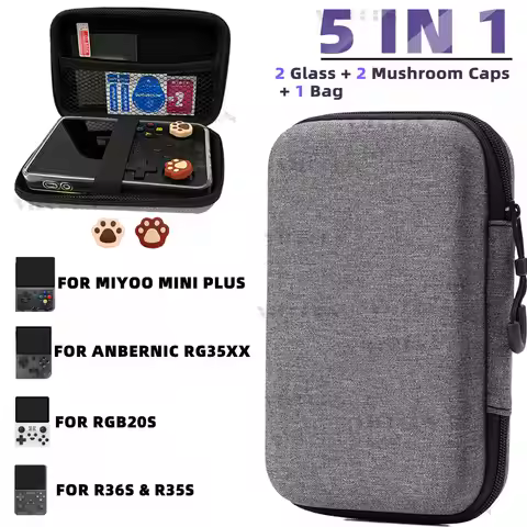 5in1 Game Accessories For Anbernic RG35XX RG353V RG353VS Portable Bag For Miyoo Mini Plus RGB20S R3