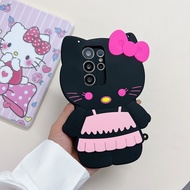OPPO Reno 2 3 4 5 6 7 8 9 10 11 PRO LITE 11F 8Z 8T 7Z 7SE 6Z 5Z 5F 4F 4Z 4SE 3Z 2Z 2F Fashion Unique Design Black cat pattern mobile phone case with lanyard Silicone Cover