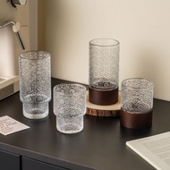 ♞,♘Begonia Pattern Glass High-end Household High Temperature Resistant Embossed Glass Transparent Ju