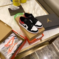 Nike air Jordan AJ1 low-top black and red toe sneakers