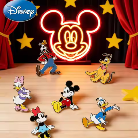 1PC Disney Officially Licensed Mickey Mouse Enamel Pins Bulk Cute Cartoon Button Pins Decorative Bad