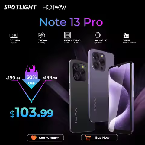 [World Premiere] HOTWAV Note 13 Pro Smartphone 6.6'' HD+ Android 13 16GB+256GB Octa-Core Mobile Phon