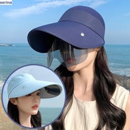 SERINA Cover Face Cap, Sunscreen Lens Face Mask Women Sun Hat, Farm Work Cap Portable Wide Brim Casu