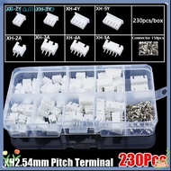 AKIYAMAMIO 230Pcs Pin Connector, Male And Female Housing Kit 2.54mm Pitch Terminal, XH2.54 2p 3p 4p 