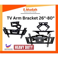 Heavy Duty TV Single Double Arm Bracket Bracket TV Dinding Laras Penuh | NS400 CP401 CP502