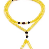 佛教念珠念珠 108 顆天然實心霧面琥珀製成的念珠