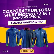 FAMOUS MOCKUP 3 in 1 Corporate Shirt/Attire PSD Mockup | Tshirt Mockup | 3D sublimation Mockup