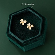 1000earring 925 Sterling Silver Brushed Floral Stud Earrings - Gold