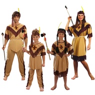 ♀COS Halloween Parent-Child Costume Children Female Indian Savage Costume Adult Male African Native