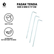 TENDA Tent Pegs Size 4 mm x 17 cm Stainless Steel - Outdoor Pegs - Mountain Pegs - Camping Pegs - Pe